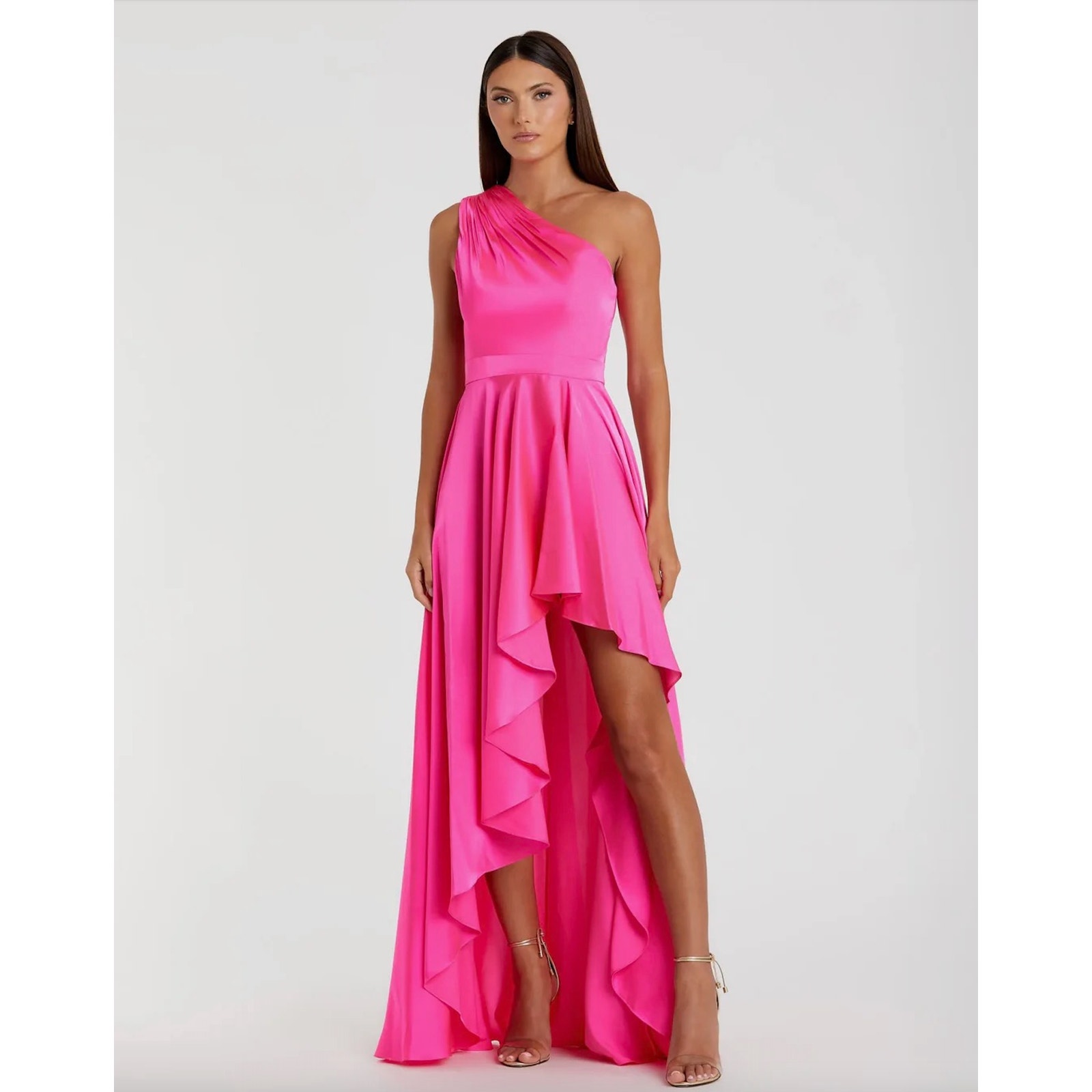 Mac Duggal Pink One Shoulder High Low A Line Gown Nwt